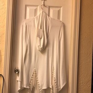 White Sweater with Fringe I loved it but I’m 5’4